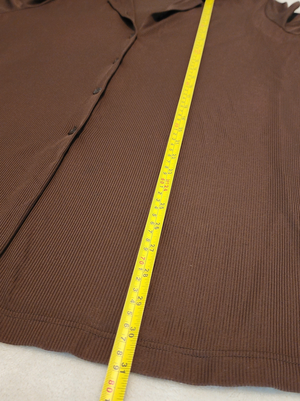 Relaxed Ribbed Button-Front Long Brown Top Dress Loungewear Size 42 - Picture 13 of 13